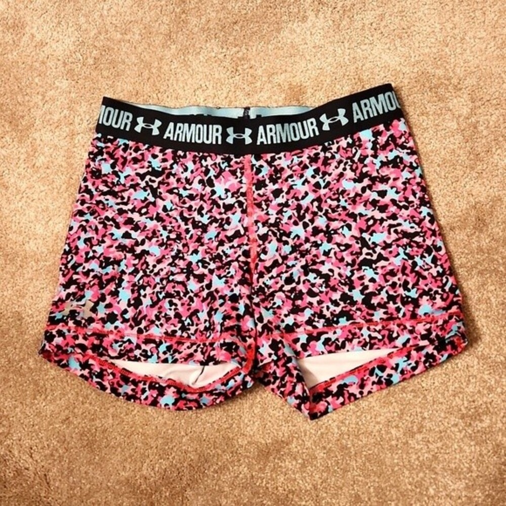 Under Armour Women's Bright Print Workout Athletic Shorts Size M